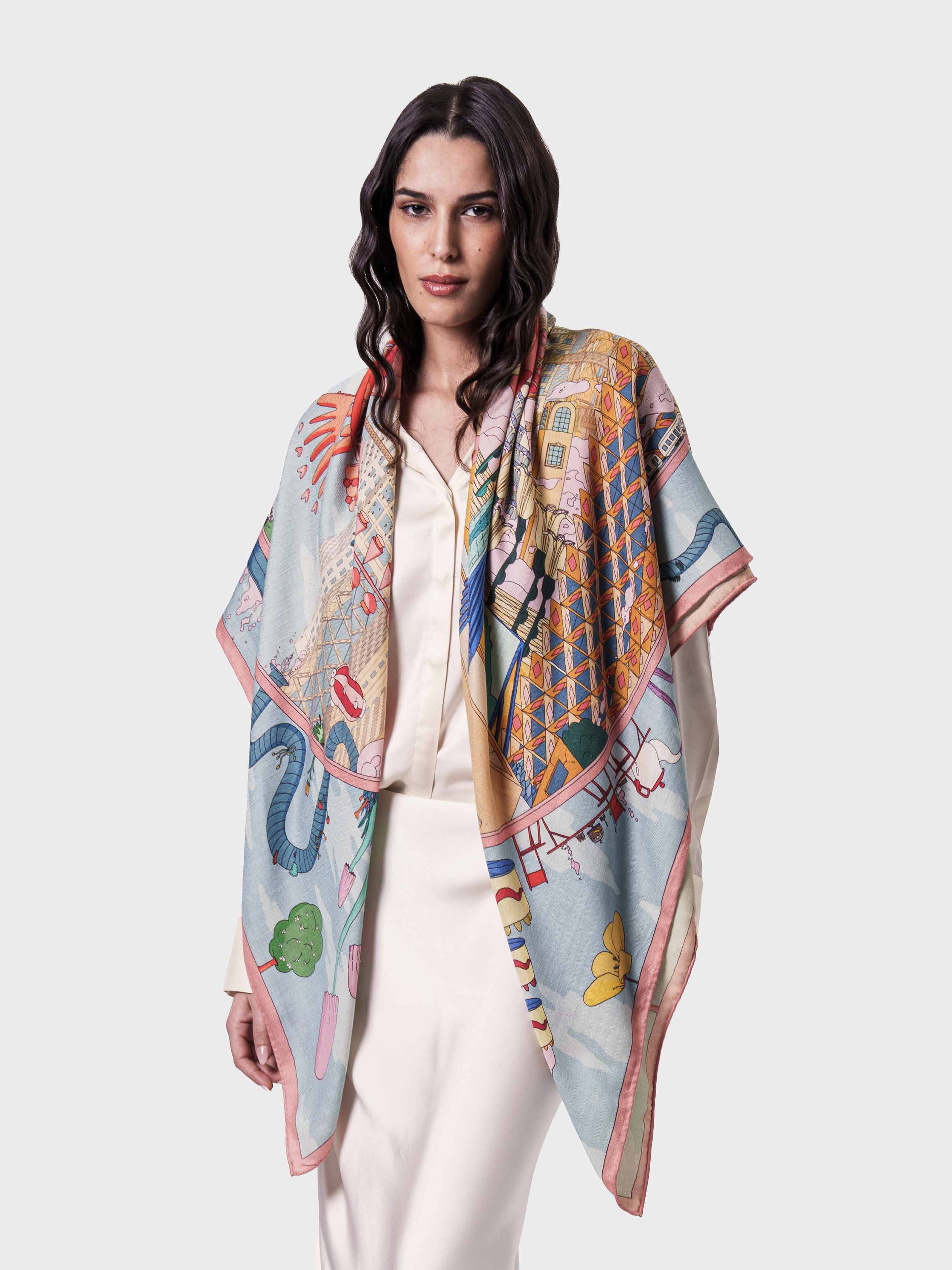 ‘enternal wonderland’ cashmere-silk shawl 140
