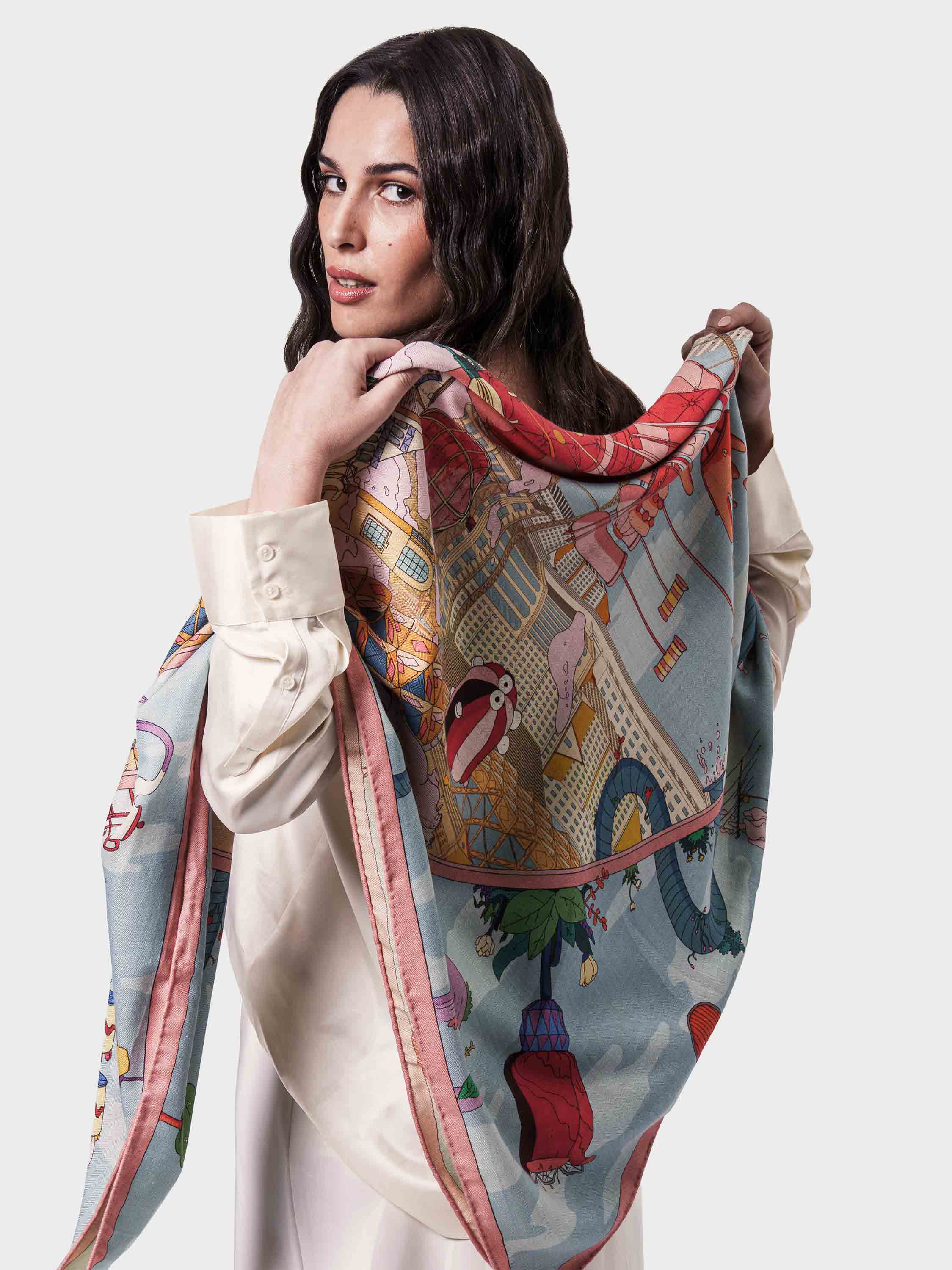 ‘enternal wonderland’ cashmere-silk shawl 140