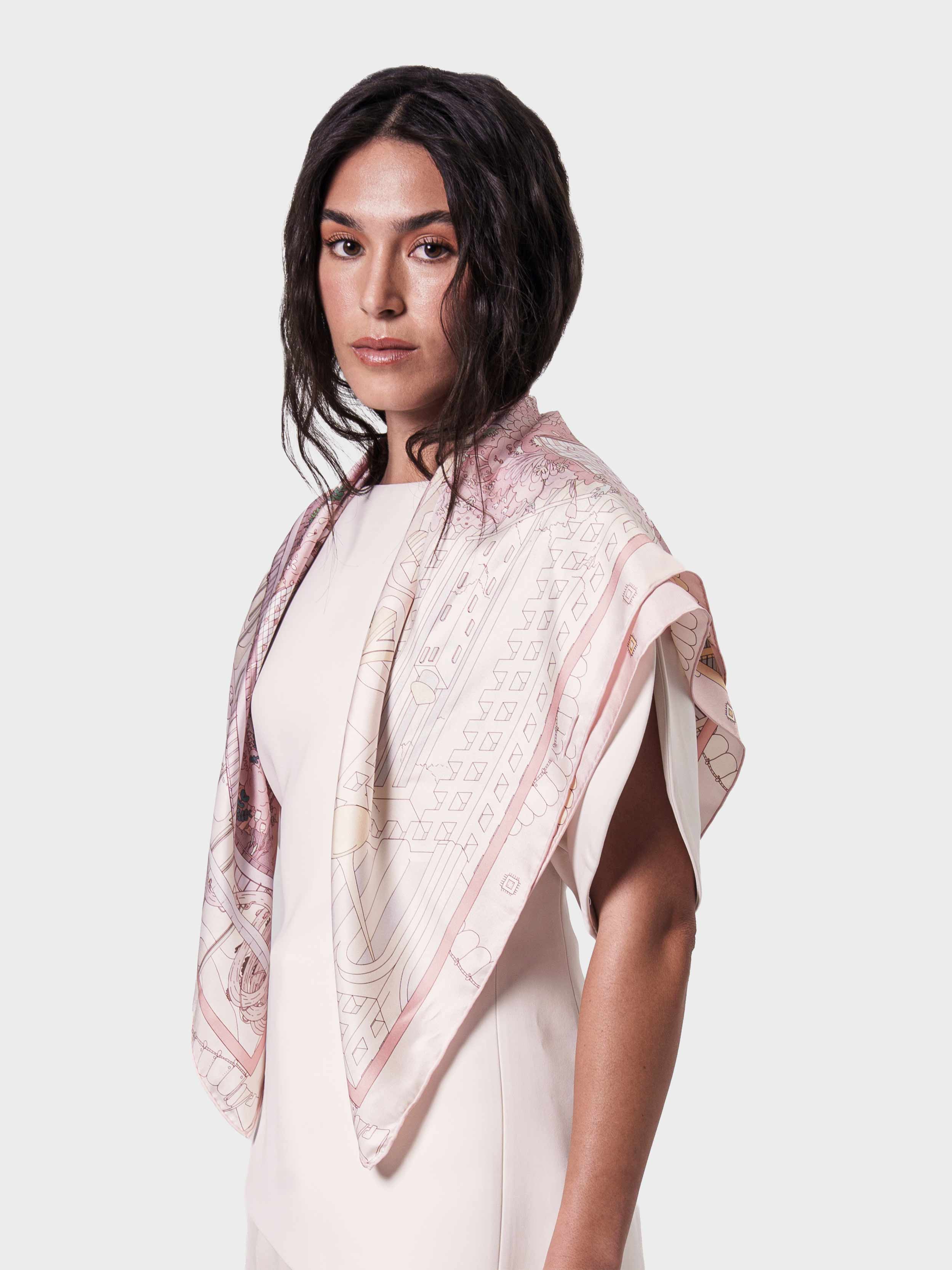 ‘cheshire sky garden’ silk foulard 90