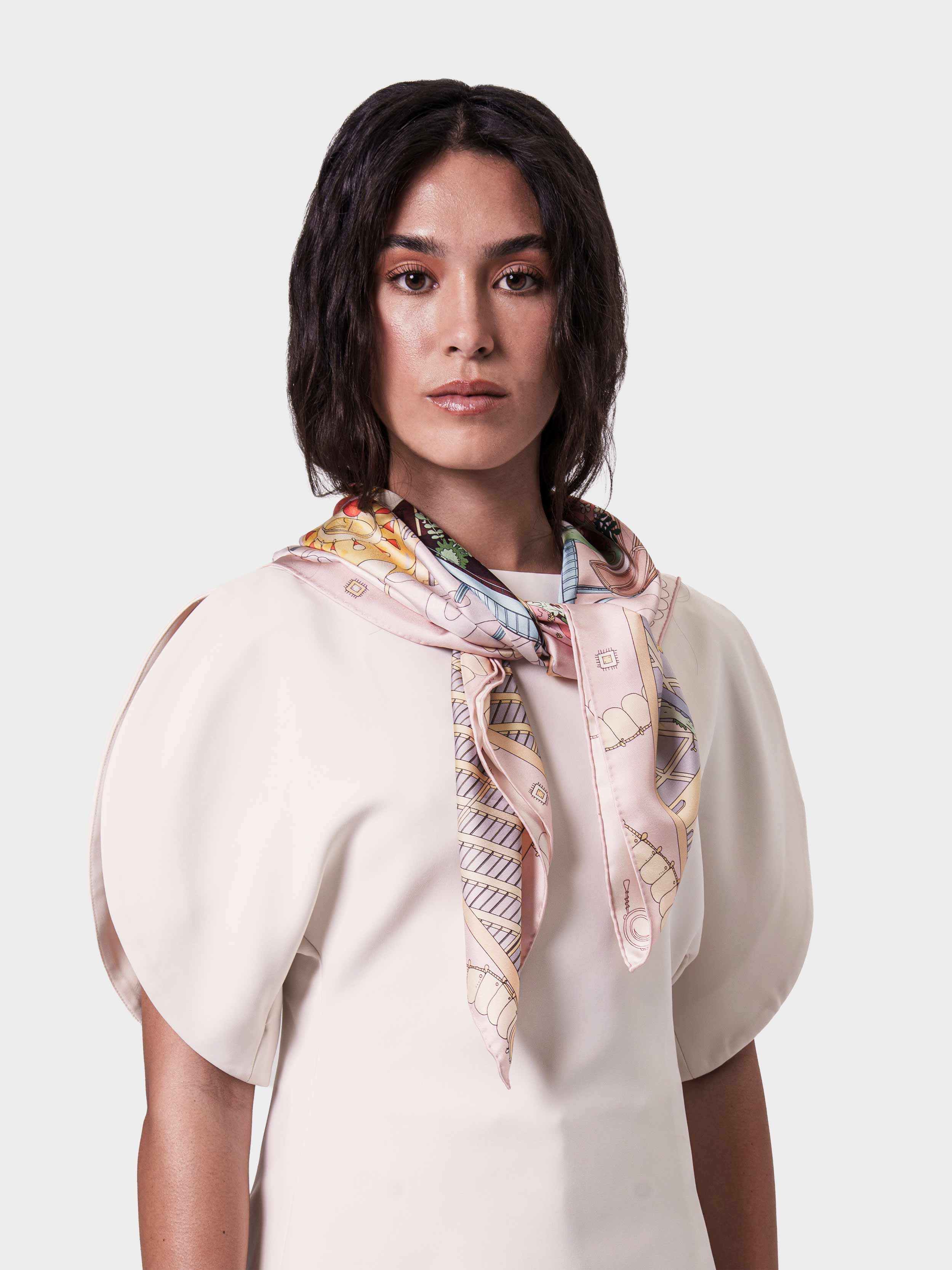 ‘cheshire sky garden’ silk foulard 90