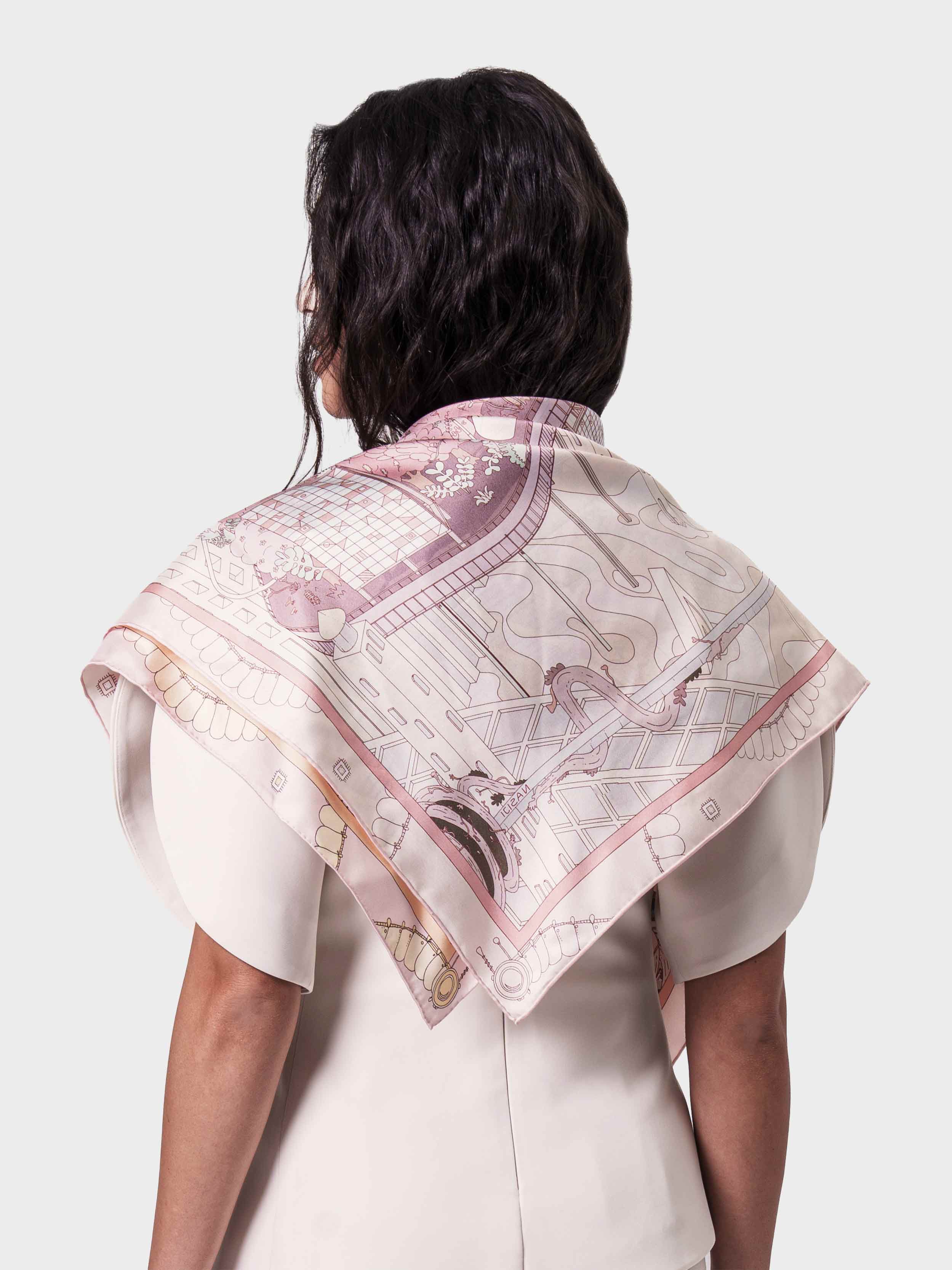 ‘cheshire sky garden’ silk foulard 90