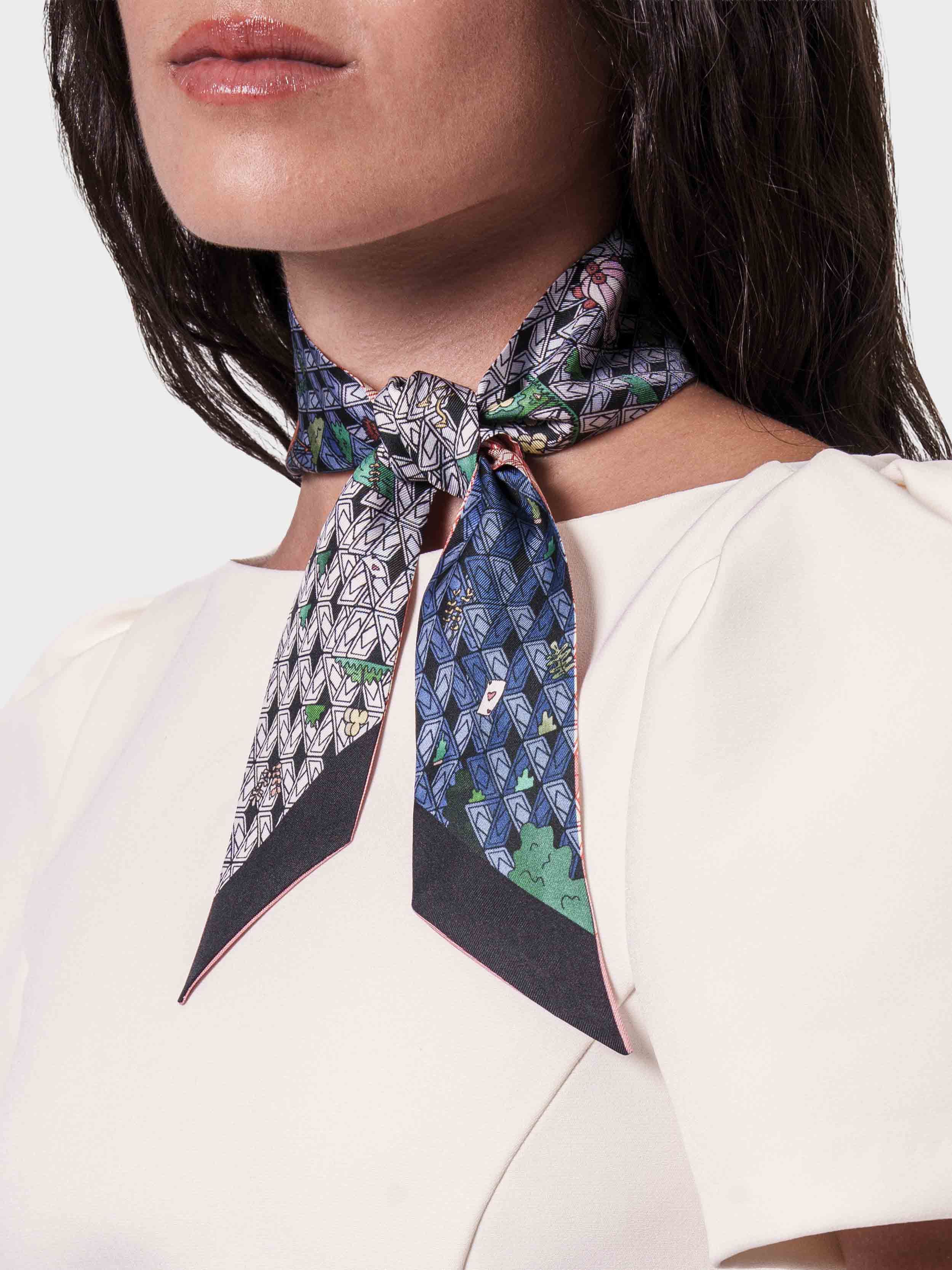 ‘trefle labyrinth tower’ silk twilly