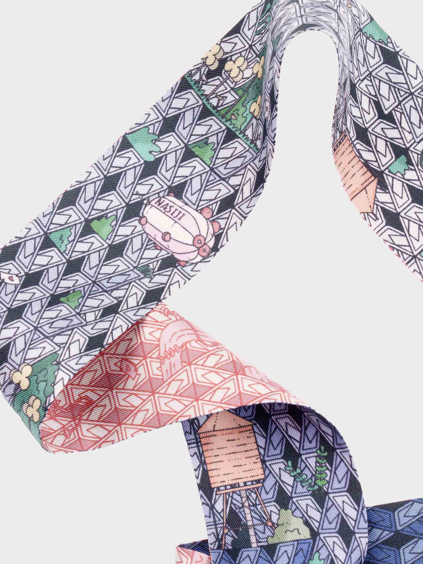‘trefle labyrinth tower’ silk twilly